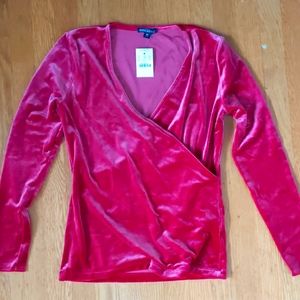 JCrew - Pink Velvet V-Neck Top